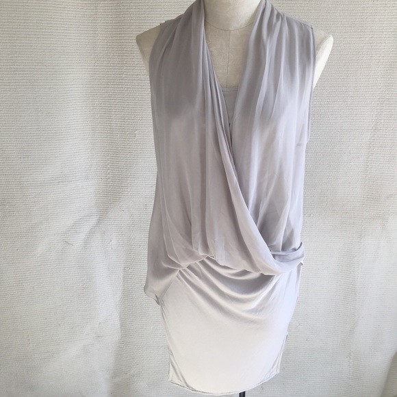 All Saints Dresses & Skirts - All Saints Faux Wrap Layered Sleeveless Dress Gray